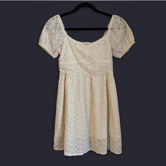 Altar'd State Cream Floral Embroidered Textured Mini Dress - Picture 2 of 10
